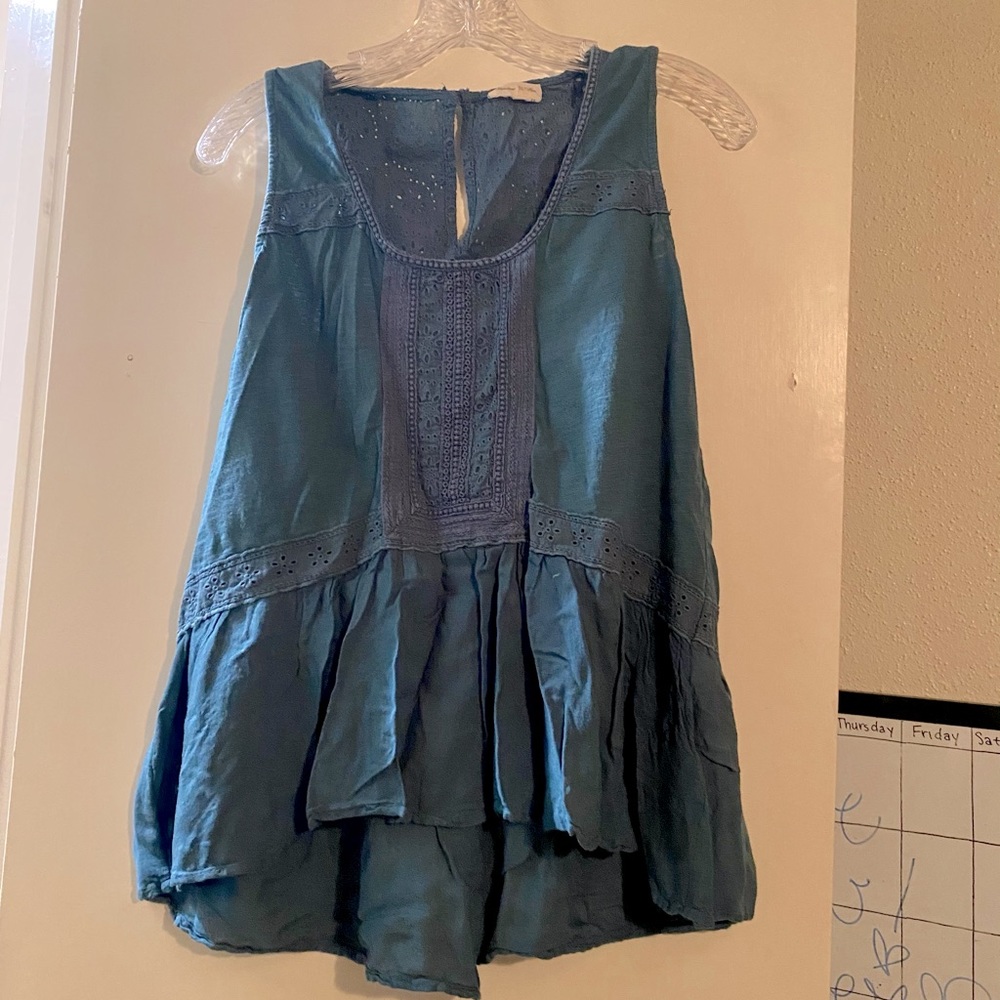 Teal High-Low Blouse